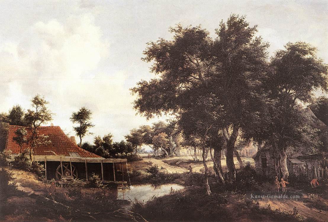 Die Wassermühle 1663 Landschaft Meindert Hobbema Strom Ölgemälde